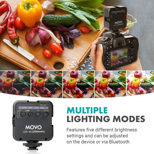  Movo LED XS Portable Rechargeable LED Video Light with Soft Light Diffuser, and Shoe Mount - Compatible with DSLR Camera or Go Pro Rig - Small LED Light for Vlogging, Webcam, Strea