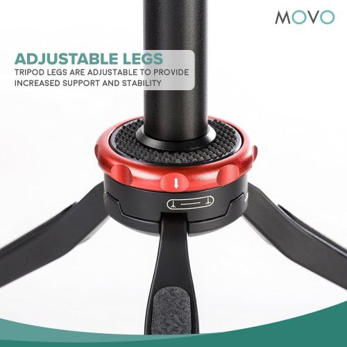  Movo Universal Mini Camera Tripod with Extendable Pole (MV-T1) Adjustable Head, Heavy-Duty Aluminum Travel Stand for DSLR, Mirrorless, GoPro, Smartphones, Compact, Portable