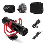 Movo VXR10-PRO External Video Microphone for Camera with Rycote Lyre Shock Mount - Compact Shotgun Mic Compatible with DSLR Cameras and iPhone, Android Smartphones - Battery-Free C