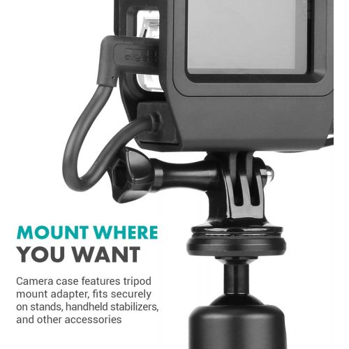  Movo GPR-5 GoPro Case with Microphone for Camera - for GoPro Hero 5, 6, 7 - Includes Movo VXR10 Microphone for iPhone, Android, Camera - Shoe Mount for Shotgun Mic - GoPro Mic Adap