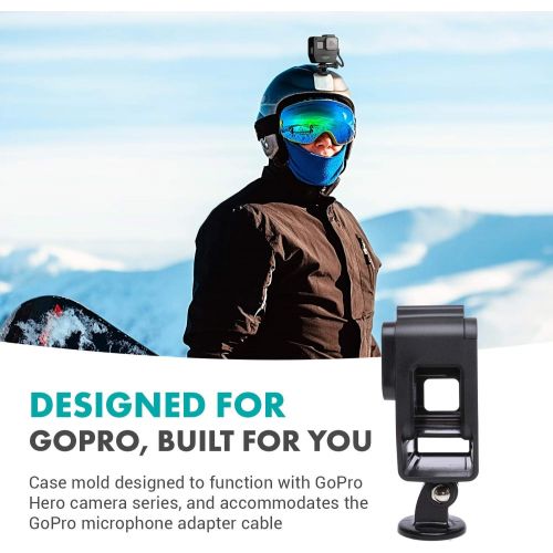  Movo GPR-5 GoPro Case with Microphone for Camera - for GoPro Hero 5, 6, 7 - Includes Movo VXR10 Microphone for iPhone, Android, Camera - Shoe Mount for Shotgun Mic - GoPro Mic Adap