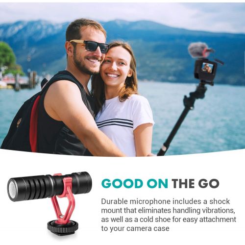  Movo GPR-5 GoPro Case with Microphone for Camera - for GoPro Hero 5, 6, 7 - Includes Movo VXR10 Microphone for iPhone, Android, Camera - Shoe Mount for Shotgun Mic - GoPro Mic Adap