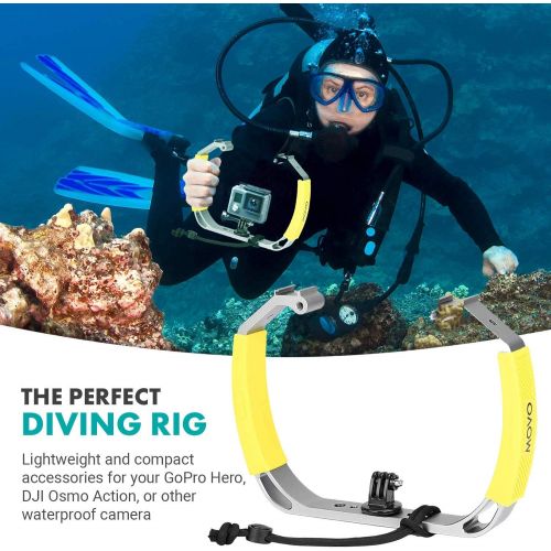  Movo GB-U80 Underwater Diving Rig with Cold Shoe Mounts, Wrist Strap - Compatible with GoPro HERO, HERO3, HERO4, HERO5, HERO6, HERO7, HERO8, HERO9, Osmo Action Cam - Scuba GoPro Ac