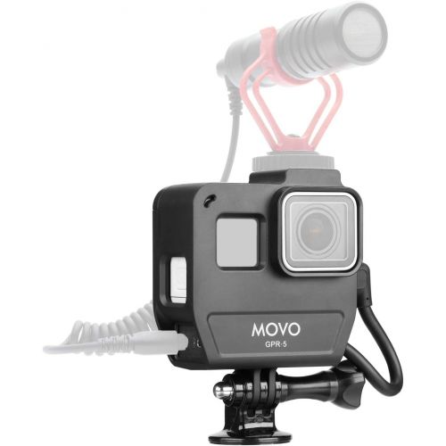  Movo GPR-5 Media Housing GoPro Case Compatible with GoPro Hero 5, GoPro Hero 6, GoPro Hero 7 - Features Cold Shoe Mount for Microphones or Lights - Action Camera Case for Use with