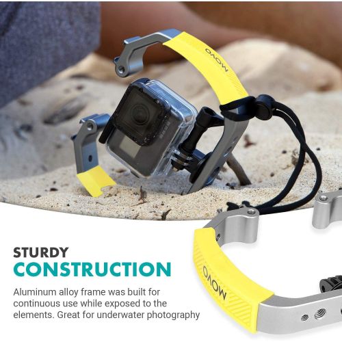  Movo GB-U70Y Underwater Diving Rig for GoPro Hero with Cold Shoe Mounts, Wrist Strap - Works with HERO3, HERO4, HERO5, HERO6, HERO7, HERO8, and Osmo Action Cam - Scuba GoPro Access