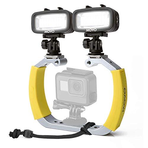  Movo Diving Rig Bundle with 2 Waterproof LED Lights - Compatible with GoPro HERO3, HERO4, HERO5, HERO6, HERO7, HERO8, and DJI Osmo Action Cam - Scuba Accessories for Underwater Cam