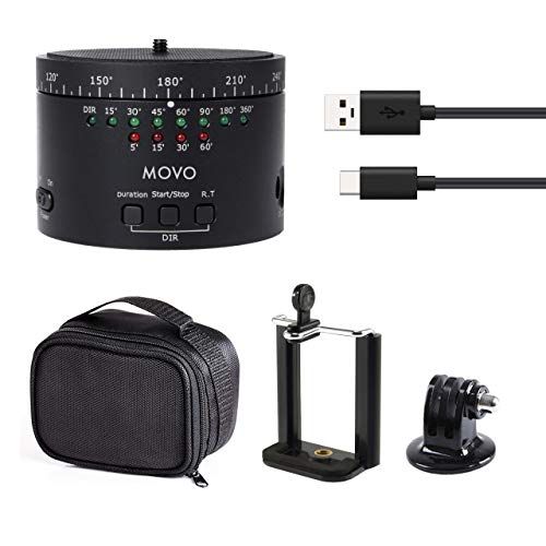  Movo Photo MTP-11 Motorized Panoramic Time Lapse Tripod Head with Variable Speed, Time and Direction with Built-in Rechargeable Battery - Perfect DSLR Cameras, GoPro and Smartphone