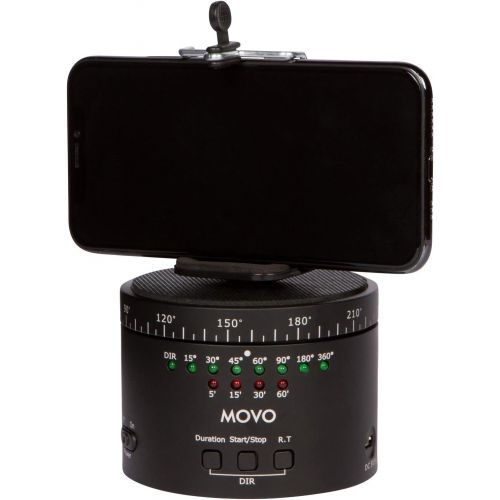  Movo Photo MTP-11 Motorized Panoramic Time Lapse Tripod Head with Variable Speed, Time and Direction with Built-in Rechargeable Battery - Perfect DSLR Cameras, GoPro and Smartphone