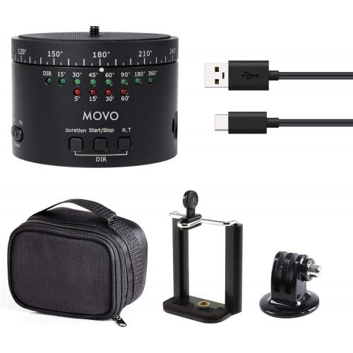  Movo Photo MTP-11 Motorized Panoramic Time Lapse Tripod Head with Variable Speed, Time and Direction with Built-in Rechargeable Battery - Perfect DSLR Cameras, GoPro and Smartphone