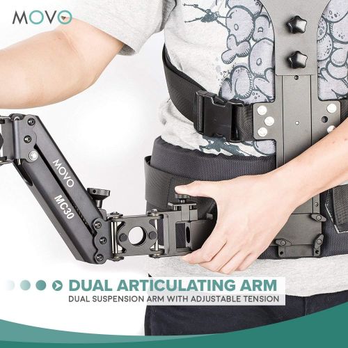  Movo MC30-GB Universal Vest & Dual Articulating Arm for Traditional and Motorized Gimbal Video Stabilizers - Compatible with DJI Ronin, Osmo, Zhiyun, Feiyu, Moza, Freefly & More