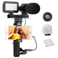 Movo Smartphone Vlogging Kit V7 with Grip Rig, Stereo Microphone, LED Light and Wireless Remote - YouTube, TikTok, Vlogging Equipment for iPhone/Android Smartphone Video Kit