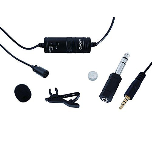  Movo Lavalier Condenser Microphone with 20 Cable for Canon 80D, 77D, 70D, 60D, 50D, 7D, 7D Mark II, 6D, 5DS, 5D, 5D Mark IV, 1D, Digital Rebel SL1, T7i, T6s, T6i, T5i, T4i & T3i DS