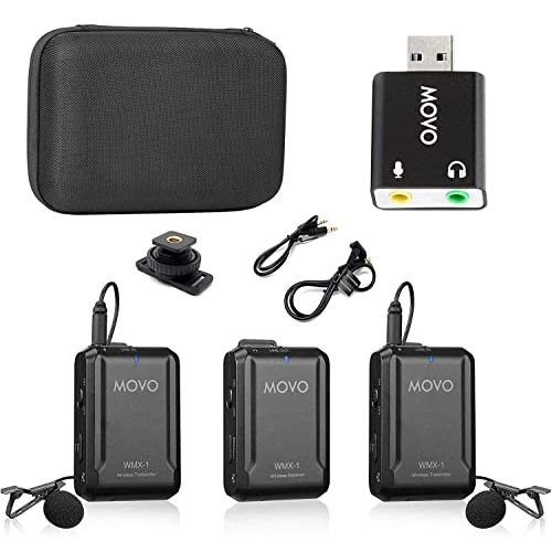  Movo WMX-1-DUO Computer USB Bundle - 2.4GHz Dual Wireless Lavalier Microphone System Compatible with PC Computers, Laptops,DSLRs, iPhone, Smartphones (200 ft Audio Range) Great for
