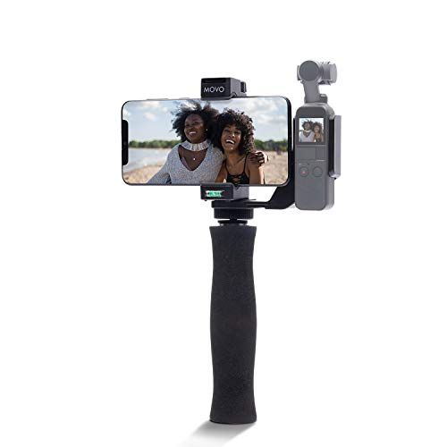  Movo Video Rig Compatible with The DJI OSMO Pocket 1, 2 - Includes Universal Smartphone Mount, Grip Handle, and 2 Cold Shoes for Mounting Microphone, Light - OSMO Pocket Microphone