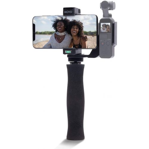  Movo Video Rig Compatible with The DJI OSMO Pocket 1, 2 - Includes Universal Smartphone Mount, Grip Handle, and 2 Cold Shoes for Mounting Microphone, Light - OSMO Pocket Microphone