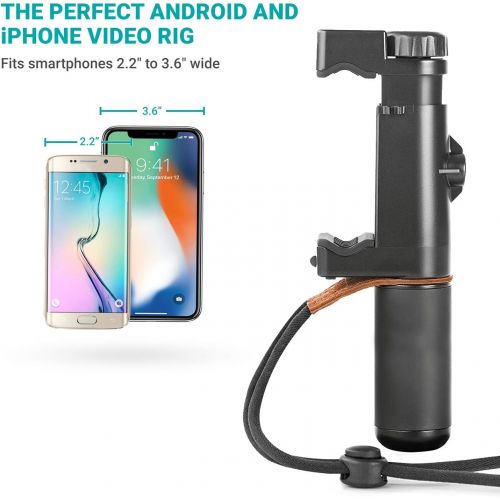  Movo PR-1 Smartphone Grip Handle Rig with Wrist Strap, Tripod Mount and Cold Shoe Mount for Lights and Microphones - for iPhone, Samsung, HTC, LG, Google, Android