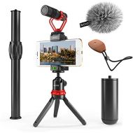 Movo VXR10+ Smartphone Video Rig with Mini Tripod, Phone Grip, and Video Microphone Compatible with iPhone 13, 12, 11, 11 Pro, XS, XR, X, 8, 7, and Android - for YouTube, TIK Tok,