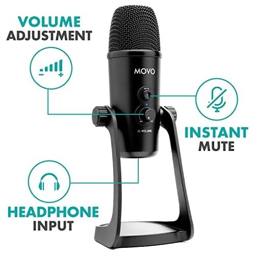  [아마존베스트]Movo UM700 Desktop USB Microphone for Computer with Adjustable Pickup Patterns Perfect as a Podcast Microphone, Streaming Microphone, Gaming Microphone, and More