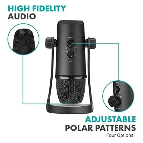  [아마존베스트]Movo UM700 Desktop USB Microphone for Computer with Adjustable Pickup Patterns Perfect as a Podcast Microphone, Streaming Microphone, Gaming Microphone, and More