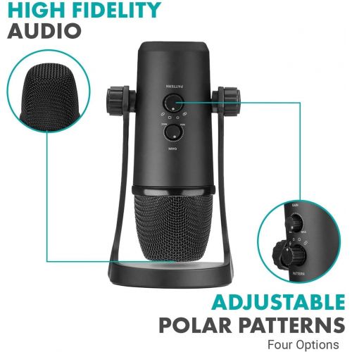  [아마존베스트]Movo UM700 Desktop USB Microphone for Computer with Adjustable Pickup Patterns Perfect as a Podcast Microphone, Streaming Microphone, Gaming Microphone, and More