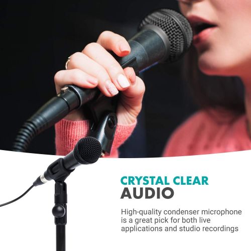  [아마존베스트]Movo HV-M5 Dynamic Cardioid Vocal Microphone with Internal Shockmount and Windscreen - XLR Compatible Dynamic Microphone with 6.35mm Adapter - Professional Microphone for Singing a
