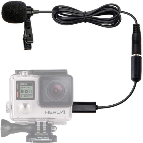  [아마존베스트]Movo GM100 Clip-on Lavalier Microphone for Compatible with GoPro HERO3, HERO3+ and HERO4 Black, White and Silver Editions - Includes Mic Adapter for Go Pro