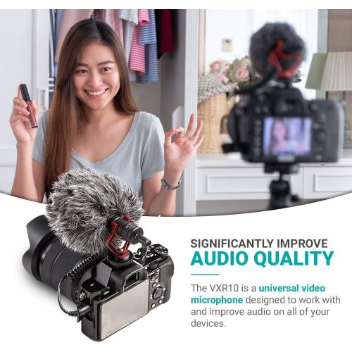  [아마존베스트]Movo VXR10 Universal Video Microphone with Shock Mount, Deadcat Windscreen, Case for iPhone, Android Smartphones, Canon EOS, Nikon DSLR Cameras and Camcorders - Perfect Camera Micr