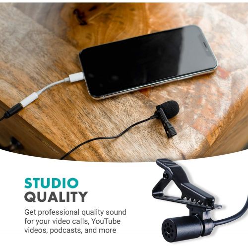  [아마존베스트]Movo PM10 Lavalier Microphone and Lapel Microphone for iPhone, iPad, Android, and Other Smartphones - Easy Clip on Microphone Perfect for Recording a Podcast, Vlog, Interview, YouT