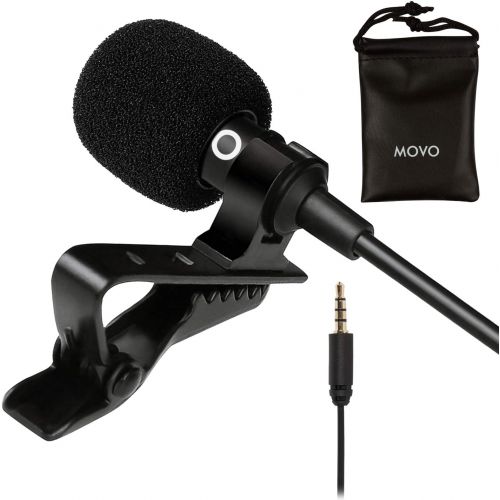  [아마존베스트]Movo PM10 Lavalier Microphone and Lapel Microphone for iPhone, iPad, Android, and Other Smartphones - Easy Clip on Microphone Perfect for Recording a Podcast, Vlog, Interview, YouT