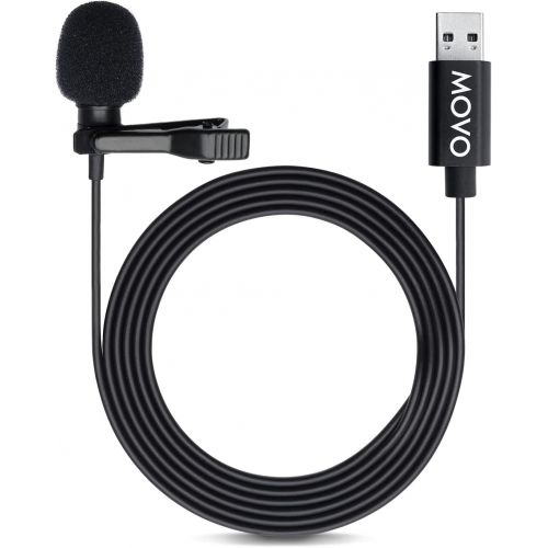  [아마존베스트]Movo M1 USB Lavalier Lapel Clip-on Omnidirectional Microphone for Laptop, PC and Mac, Perfect Podcasting, Gaming, Streaming and Desktop Mic (20-Foot Cord)