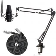 [아마존베스트]Movo VSM-5A Large Diaphragm XLR Studio Cardioid Condenser Microphone with Articulating Arm, Shock Mount, Pop Filter, and XLR Cable - Ideal Mic for Vocals, Podcasting, Streaming, Br