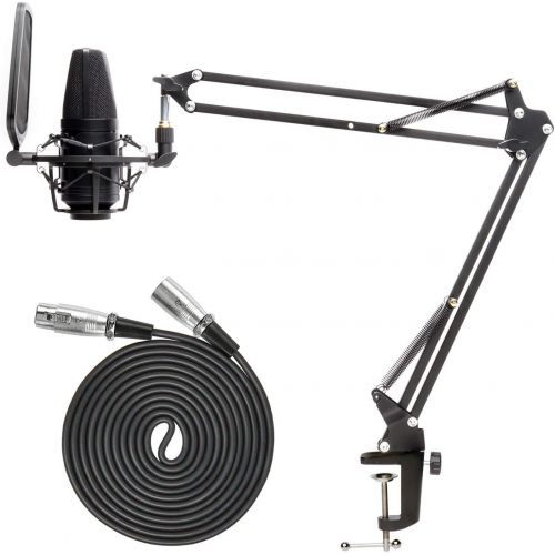  [아마존베스트]Movo VSM-5A Large Diaphragm XLR Studio Cardioid Condenser Microphone with Articulating Arm, Shock Mount, Pop Filter, and XLR Cable - Ideal Mic for Vocals, Podcasting, Streaming, Br