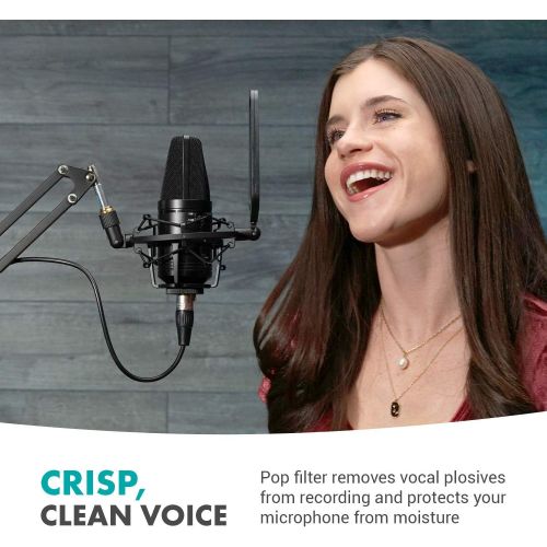  [아마존베스트]Movo VSM-5A Large Diaphragm XLR Studio Cardioid Condenser Microphone with Articulating Arm, Shock Mount, Pop Filter, and XLR Cable - Ideal Mic for Vocals, Podcasting, Streaming, Br