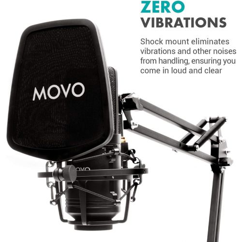  [아마존베스트]Movo VSM-5A Large Diaphragm XLR Studio Cardioid Condenser Microphone with Articulating Arm, Shock Mount, Pop Filter, and XLR Cable - Ideal Mic for Vocals, Podcasting, Streaming, Br