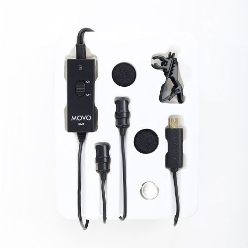  Movo GM2 Dual-Capsule Battery Powered Lavalier Lapel Clip-on Omnidirectional Condenser Microphone for GoPro HERO3, HERO3+ and HERO4 Black, White and Silver Editions