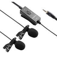 Movo LV20 Dual Capsule Battery-Powered Lavalier Clip-on Omnidirectional Condenser Interview Microphone for Cameras, Camcorders and Recorders (TRS 3.5mm Plug)