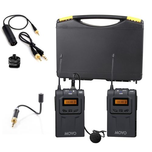  Movo WMIC70 Wireless UHF Lavalier & Goosneck Microphone System with Goosneck Mic, Omni-Lav, Camera Mount & 3.5mmXLR Outputs (328-foot Range)