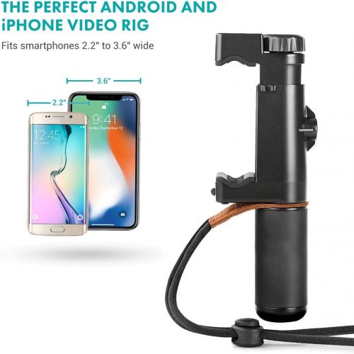  Movo Smartphone Video Kit V1 with Grip Rig, Shotgun Microphone, LED Light & Wireless Remote - for iPhone 5, 5C, 5S, 6, 6S, 7, 8, X, XS, XS Max, Samsung Galaxy, Note & More