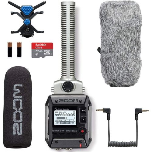  Movo Zoom F1-SP Field Recorder & Shotgun Microphone Bundle with Deadcat Windscreen & 32GB Micro SDHC Card