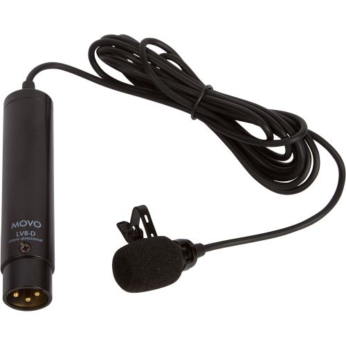 Movo LV8-D Broadcast-Quality XLR Lavalier Omni-Directional Microphone with 12mm Mic Capsule, Lapel Clip, Case and Windscreen