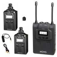 Movo WMIC80 UHF Wireless XLR Microphone System with 2 Plug-in XLR Transmitters, Portable Receiver, Shoe Mount for DSLR Cameras (330 Range)