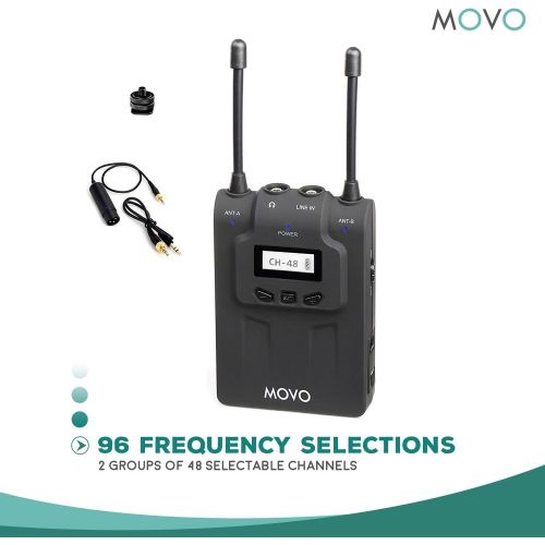  Movo WMIC80 UHF Wireless Handheld + Lavalier Microphone System with Handheld Mic with Integrated Transmitter, Lavalier Mic with Bodypack Transmitter, Portable Receiver for DSLR Cam