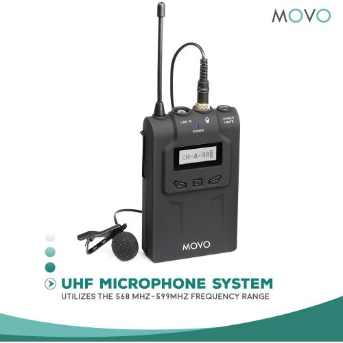  Movo WMIC80 UHF Wireless Handheld + Lavalier Microphone System with Handheld Mic with Integrated Transmitter, Lavalier Mic with Bodypack Transmitter, Portable Receiver for DSLR Cam