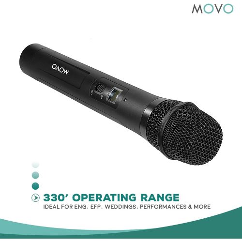  Movo WMIC80 UHF Wireless Handheld + Lavalier Microphone System with Handheld Mic with Integrated Transmitter, Lavalier Mic with Bodypack Transmitter, Portable Receiver for DSLR Cam