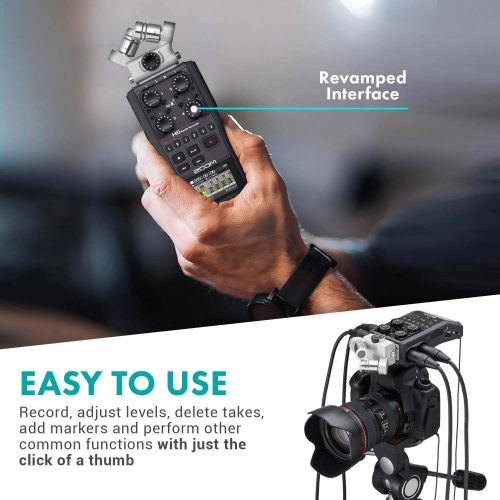  Movo Zoom H6 Six-Track Portable Handy Recorder Kit with Deadcat Windscreen, Shockmount, Camera Mount and Mic Grip