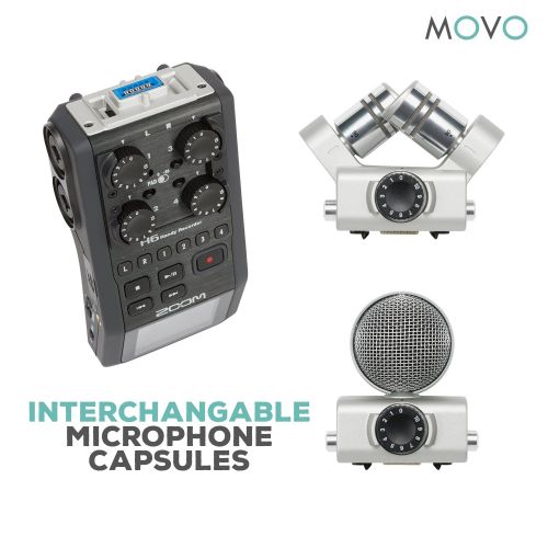  Zoom H6 Six-Track Portable Handy Recorder Bundle with Movo Omnidirectional and Cardioid XLR Lavalier Microphones