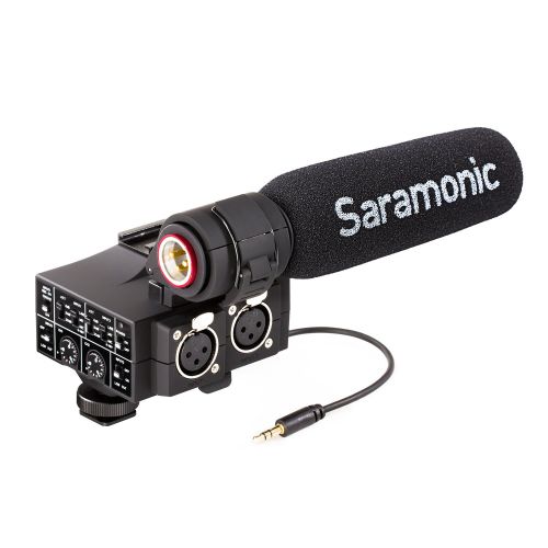 Movo Saramonic MixMic LED Light Bundle Including Shotgun Microphone with 2-Channel XLR Audio Adapter for DSLR Cameras & Camcorders