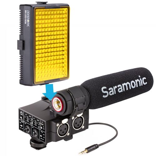  Movo Saramonic MixMic LED Light Bundle Including Shotgun Microphone with 2-Channel XLR Audio Adapter for DSLR Cameras & Camcorders