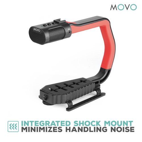  Movo MicRig Extreme Sport Edition - Video Grip Handle with Integrated Stereo Microphone, Windscreen, Fisheye Lens for iPhone 5, 5C, 5S, 6, 6S, 7, 8, X, XS, XS Max, Samsung Galaxy,