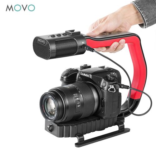  Movo MicRig Extreme Sport Edition - Video Grip Handle with Integrated Stereo Microphone, Windscreen, Fisheye Lens for iPhone 5, 5C, 5S, 6, 6S, 7, 8, X, XS, XS Max, Samsung Galaxy,